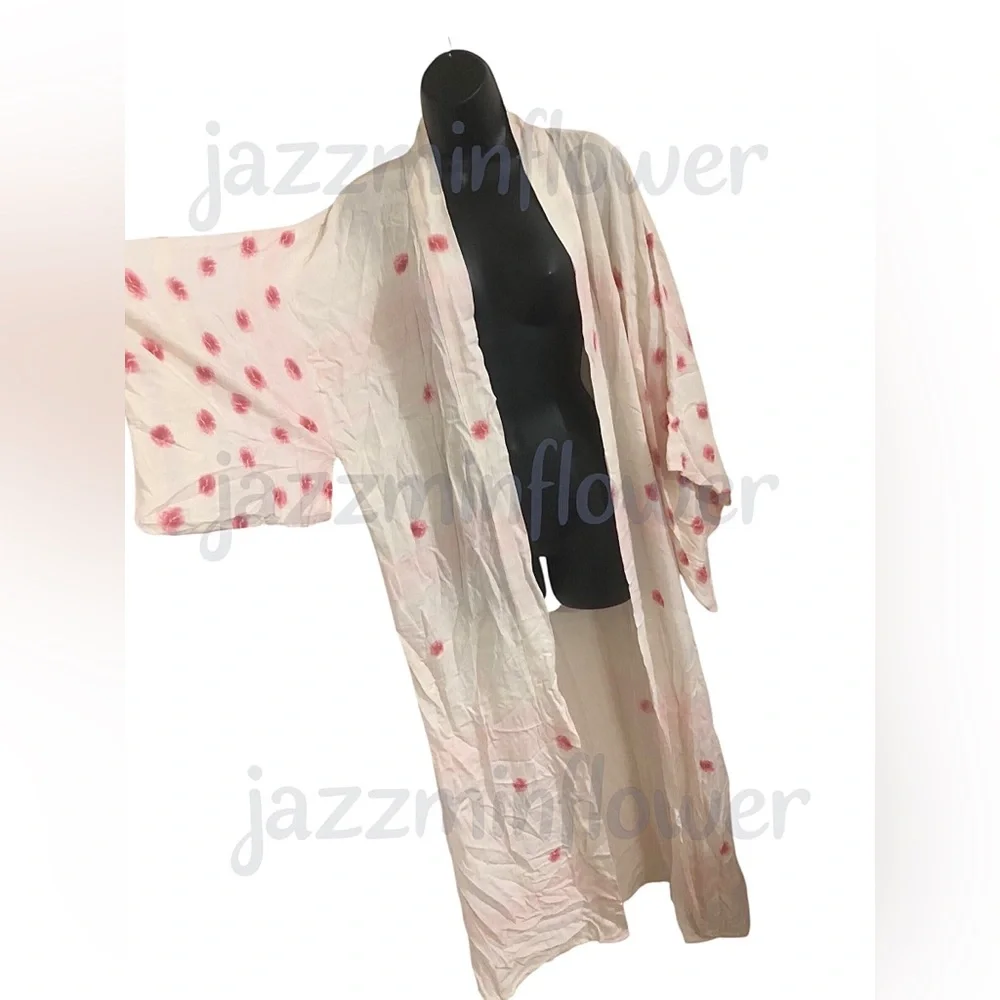 Free People Laurel Canyon white pink combo Kimono robe‎ one size brand new